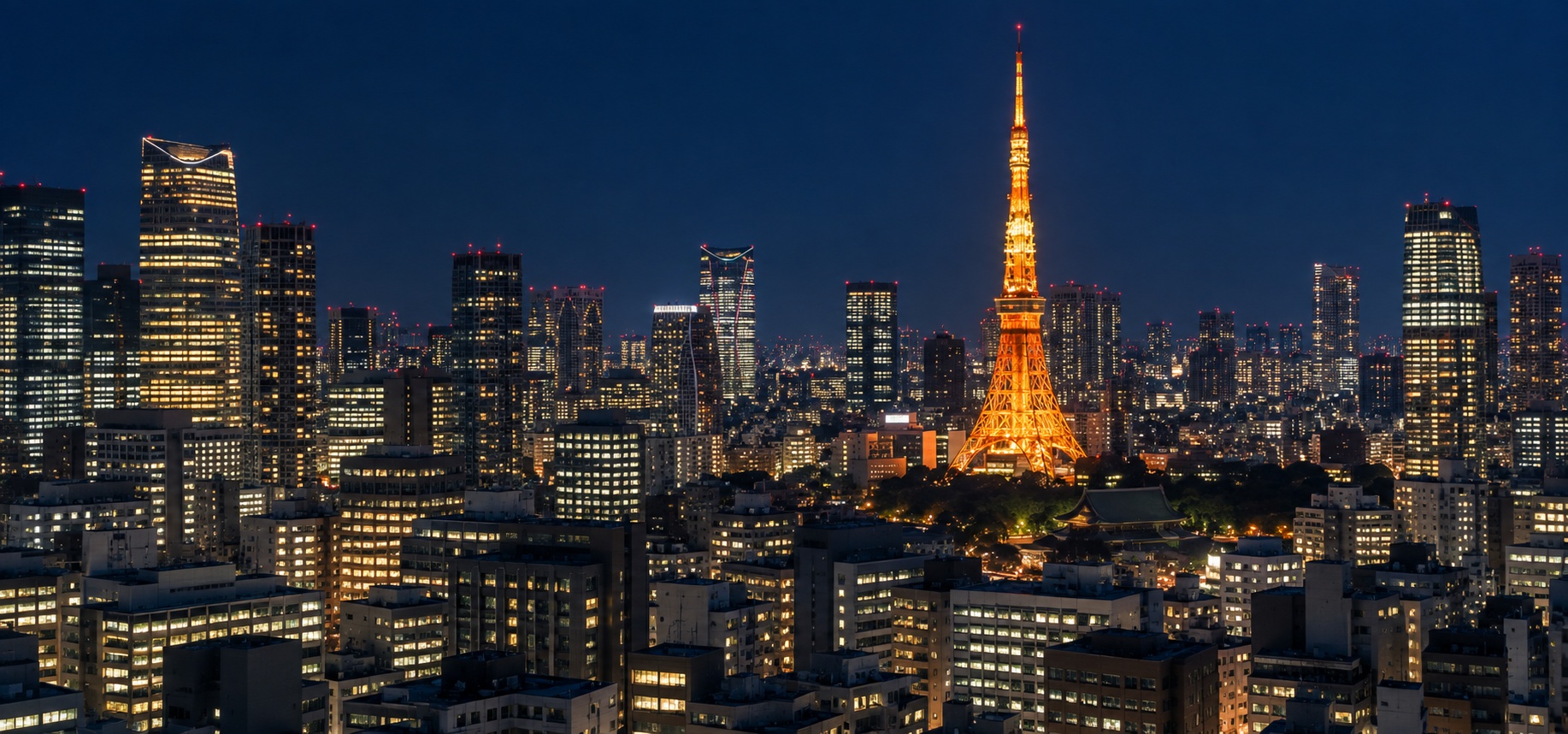 東京タワーと美しい東京の夜景